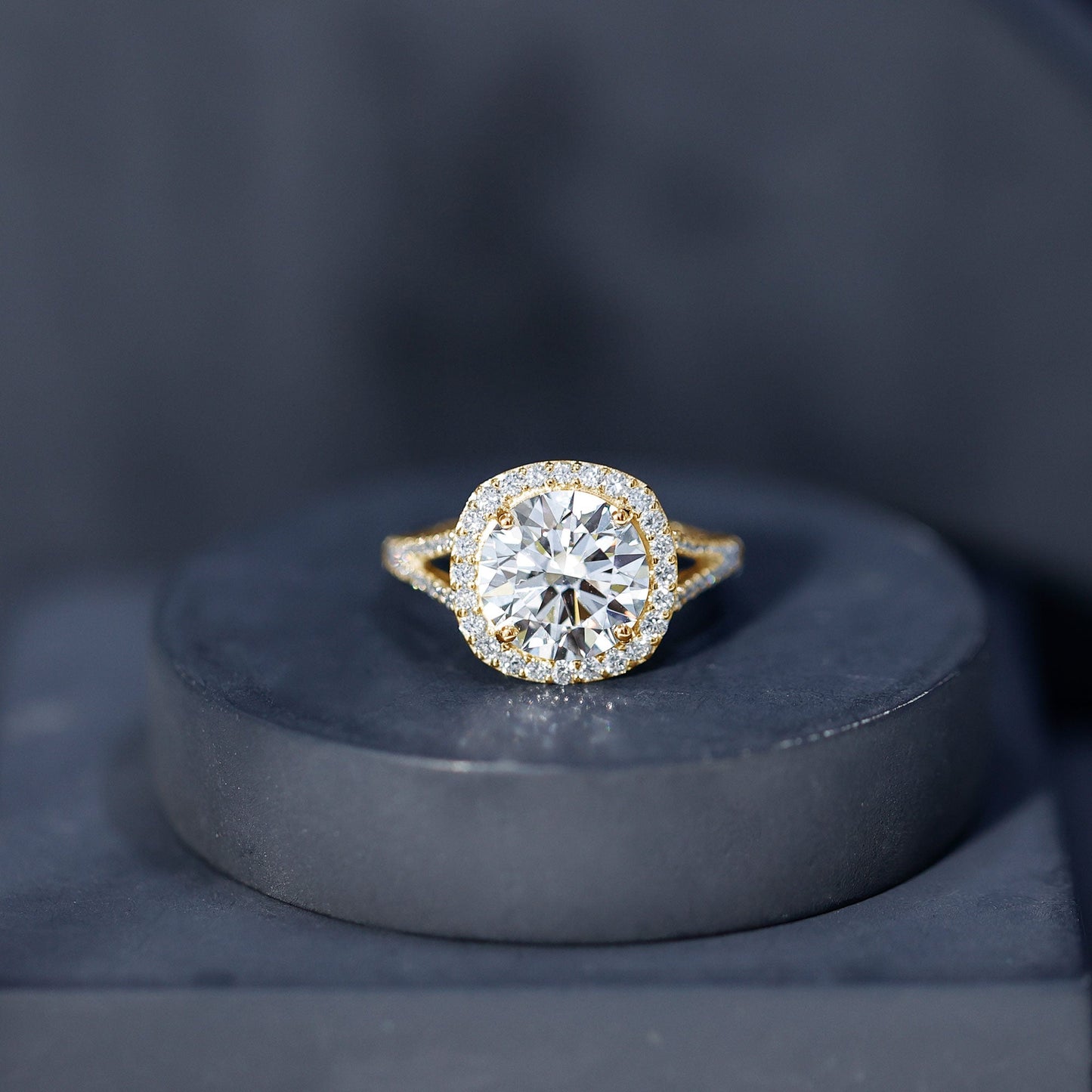 IGI Certified Lab Grown Diamond Statement Engagement Ring with Split Shank
