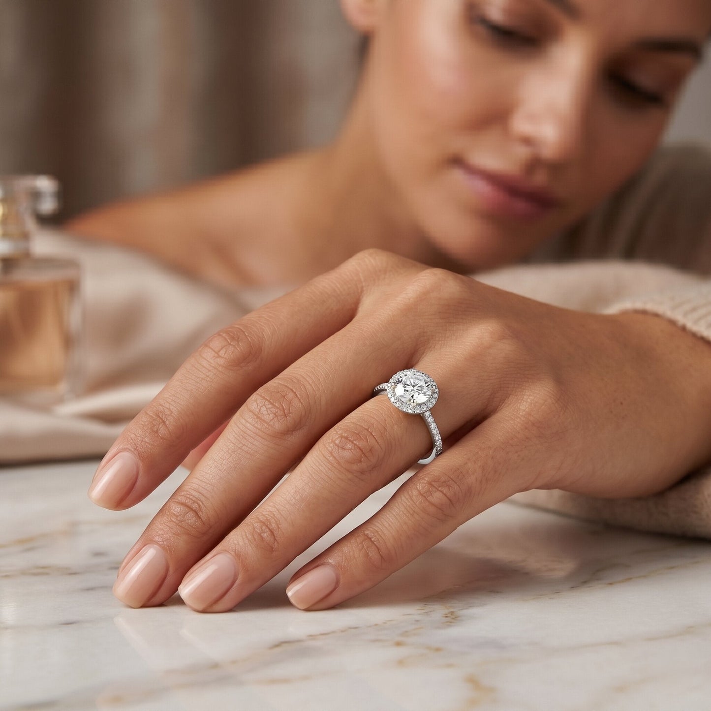 IGI Certified 1 CT Lab Grown Diamond Round Engagement Ring