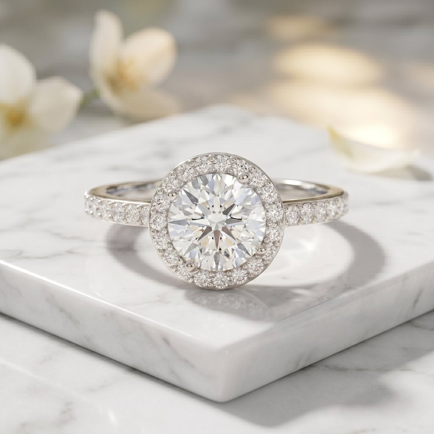 IGI Certified 1 CT Lab Grown Diamond Round Engagement Ring