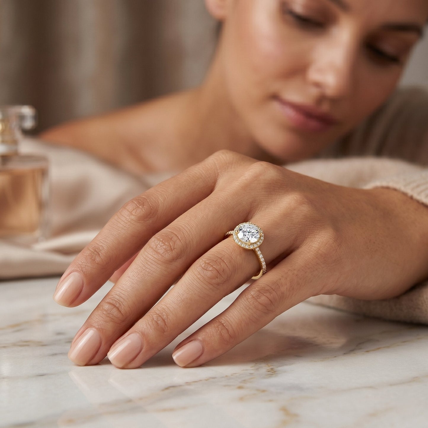 IGI Certified 1 CT Lab Grown Diamond Round Engagement Ring