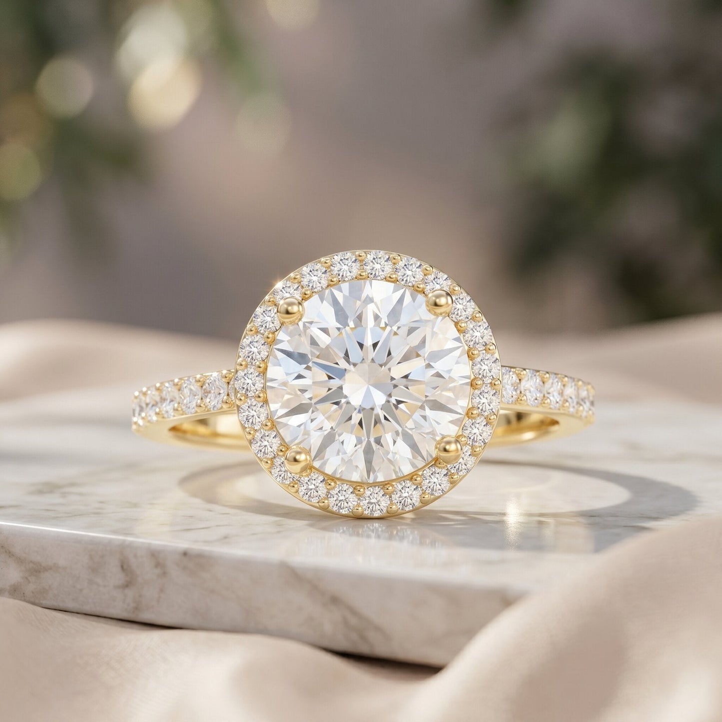 2 Carat Lab Grown Diamond Halo Engagement Ring with IGI Certificate