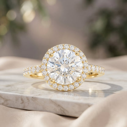 2 Carat Lab Grown Diamond Halo Engagement Ring with IGI Certificate