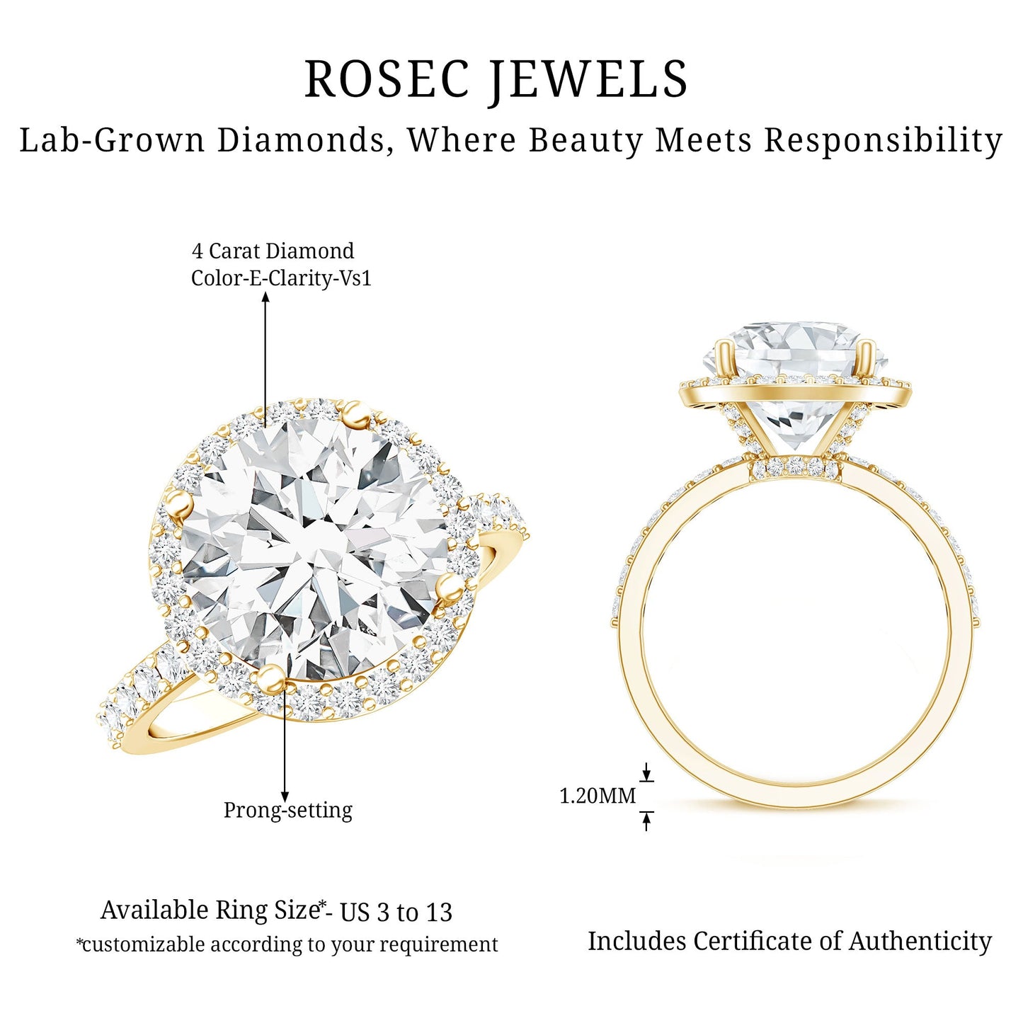 4 Carat Lab Grown Diamond Cocktail Engagement Ring with IGI Certificate