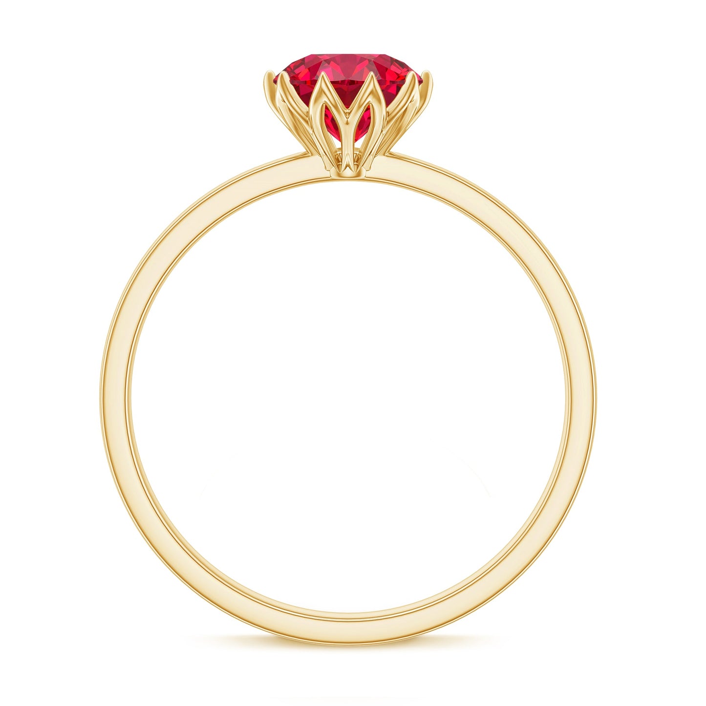 Certified 1.3 Carat Lab Grown Ruby Engagement Ring in Lotus Basket Setting