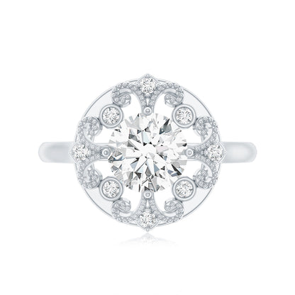 Moissanite Vintage Looking Engagement Ring with Certificate