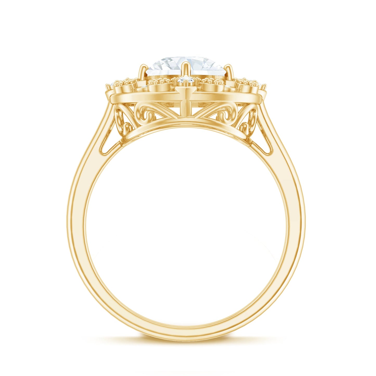 Moissanite Vintage Looking Engagement Ring with Certificate