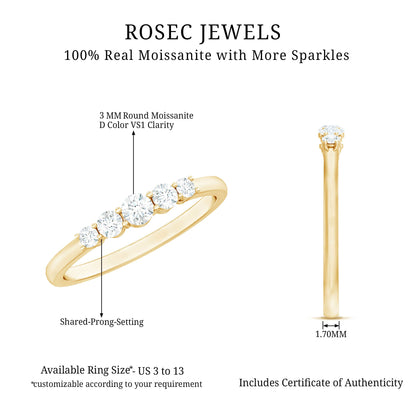 Round Cut Moissanite Five Stone Promise Ring