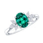 1.2 Carat Lab Created Emerald Oval Engagement Ring with Diamond Trio