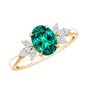1.2 Carat Lab Created Emerald Oval Engagement Ring with Diamond Trio