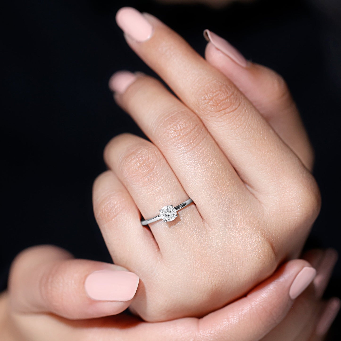 Claw Set Solitaire Moissanite Promise Ring for Women