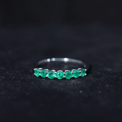 Certified 7 Stone Emerald Half Eternity Band for Women