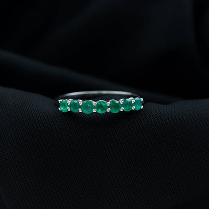 Certified 7 Stone Emerald Half Eternity Band for Women