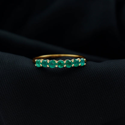 Certified 7 Stone Emerald Half Eternity Band for Women
