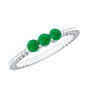 Certified Real Emerald 3 Stone Promise Ring with Beaded Detailing