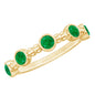 Bezel Set Emerald Half Eternity Ring with Beaded Design