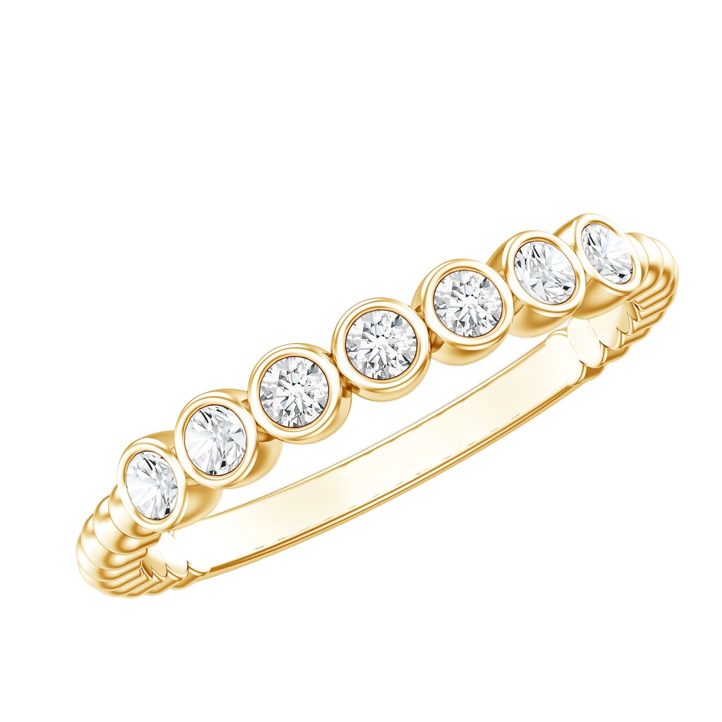 Bezel Set Round Diamond Half Eternity Ring