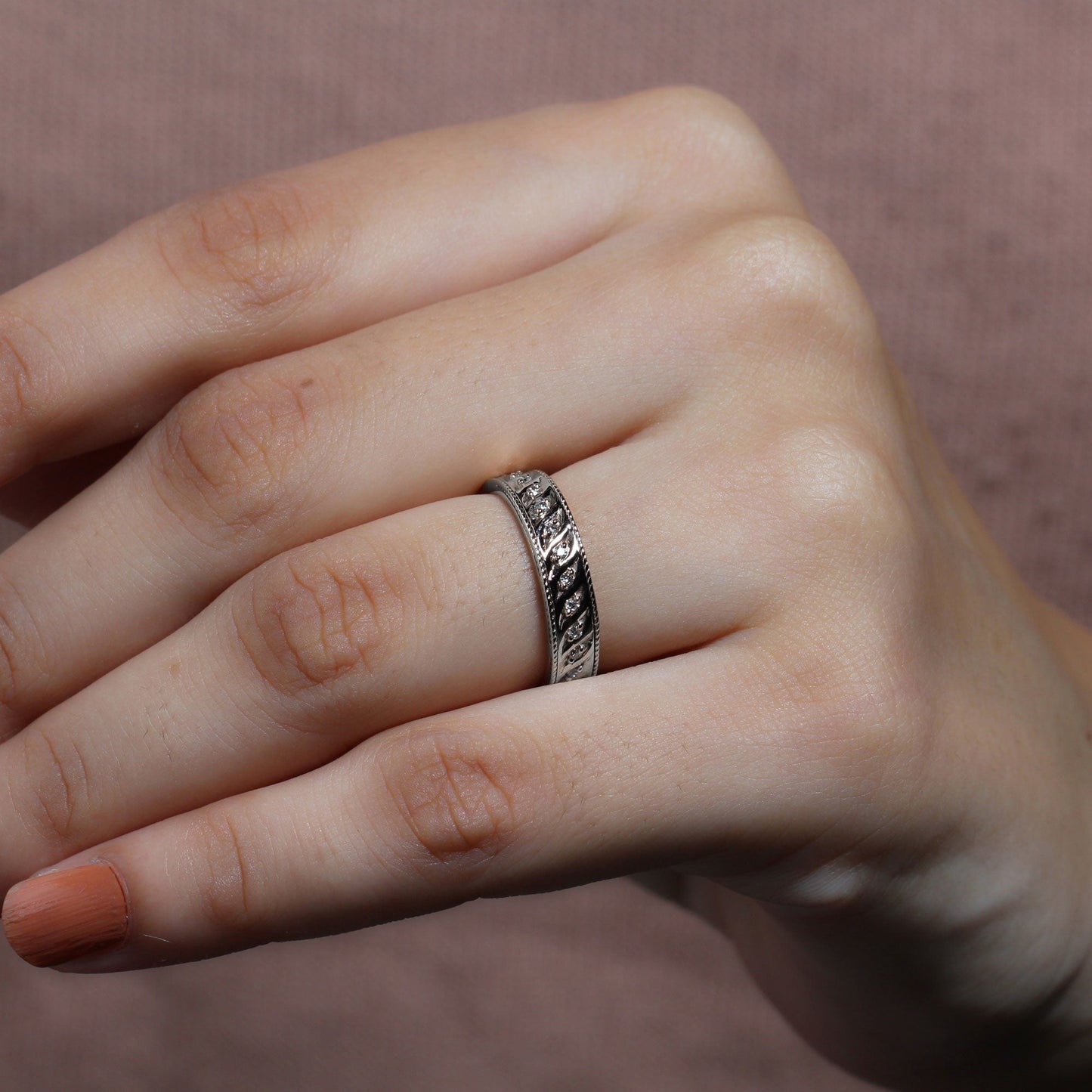 Diamond Twisted Rope Wedding Band Ring
