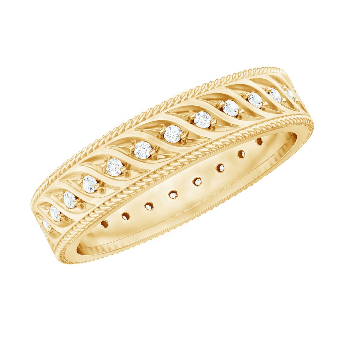 Diamond Twisted Rope Wedding Band Ring
