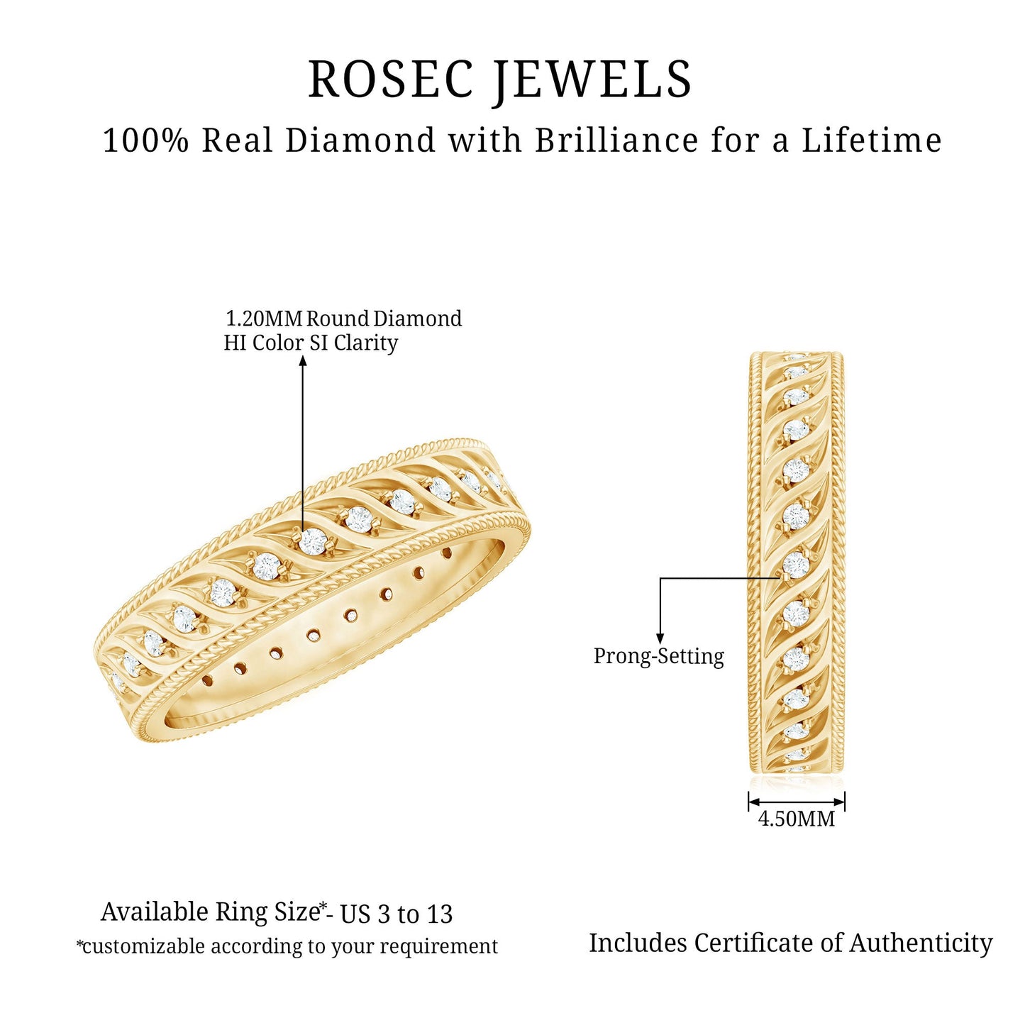 Diamond Twisted Rope Wedding Band Ring