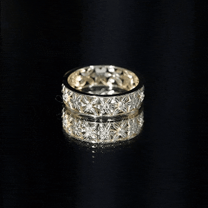 Real Diamond Flower Wedding Band for Women