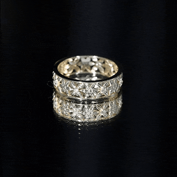 Real Diamond Flower Wedding Band for Women
