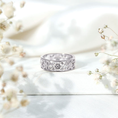 Real Diamond Flower Wedding Band for Women