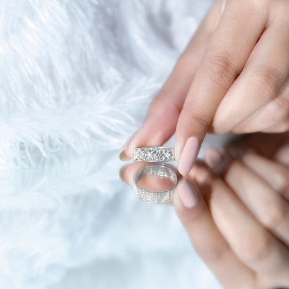 Real Diamond Flower Wedding Band for Women