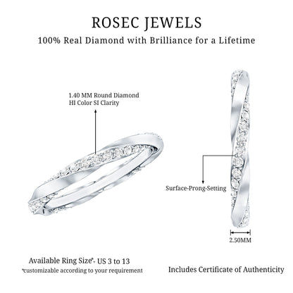 Pave Set Diamond Wedding Ring with Twisted Details