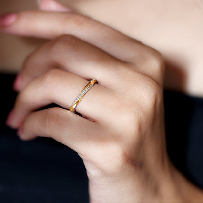 Pave Set Diamond Wedding Ring with Twisted Details