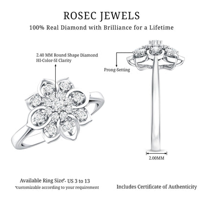 Certified Natural Diamond Flower Engagement Ring