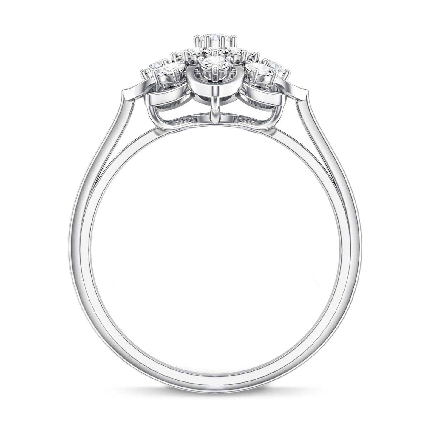 Certified Natural Diamond Flower Engagement Ring