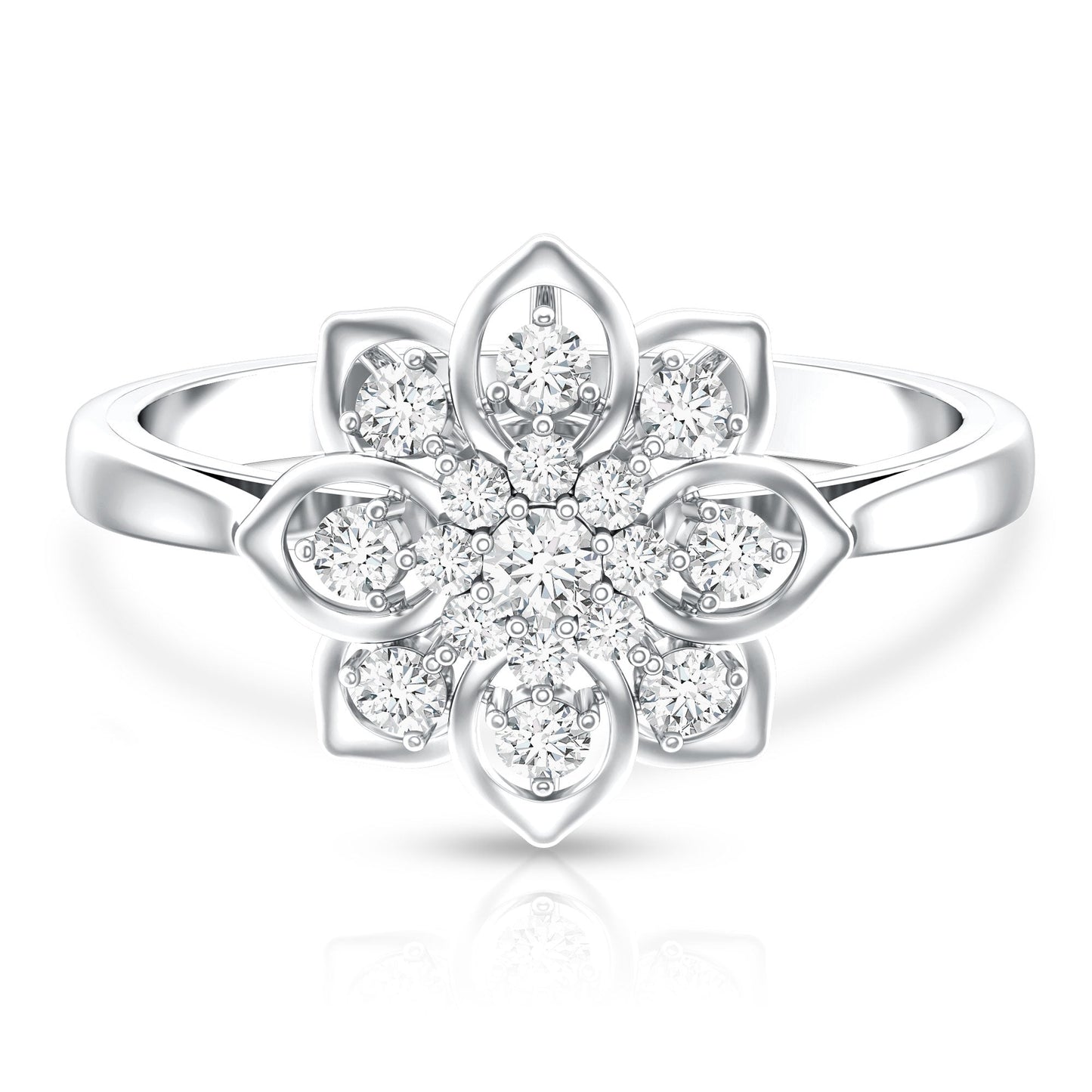 Certified Natural Diamond Flower Engagement Ring