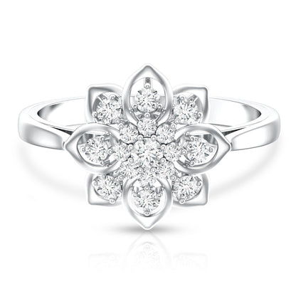Certified Natural Diamond Flower Engagement Ring