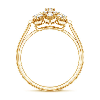 Certified Natural Diamond Flower Engagement Ring
