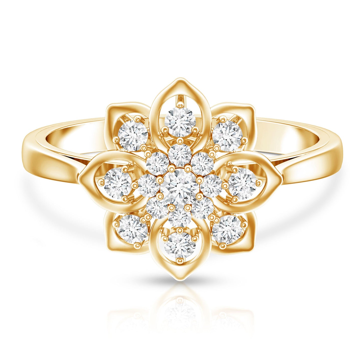Certified Natural Diamond Flower Engagement Ring