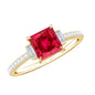 1.5 Carat Princess Cut Lab Created Ruby Engagement Ring With Diamond