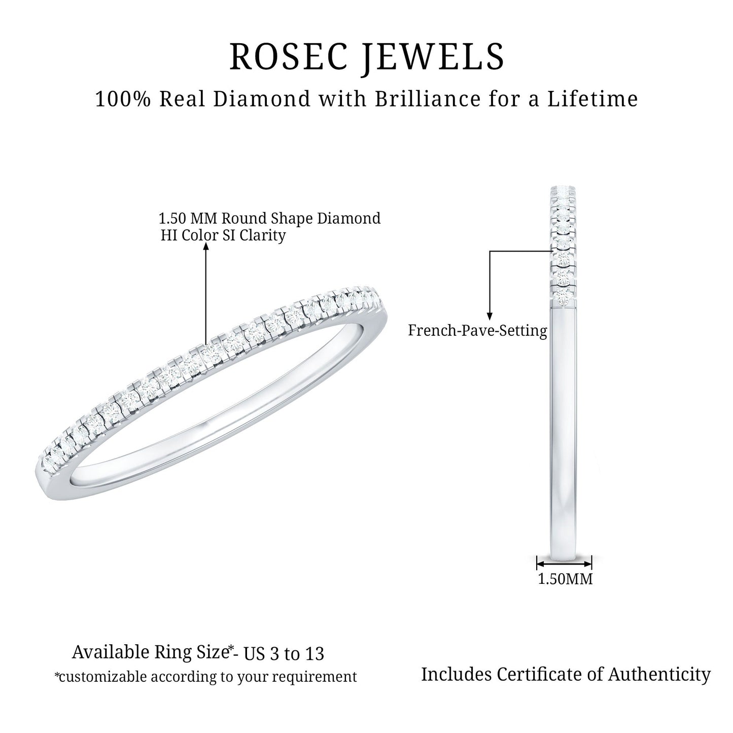 Natural Diamond Minimal Stackable Band Ring