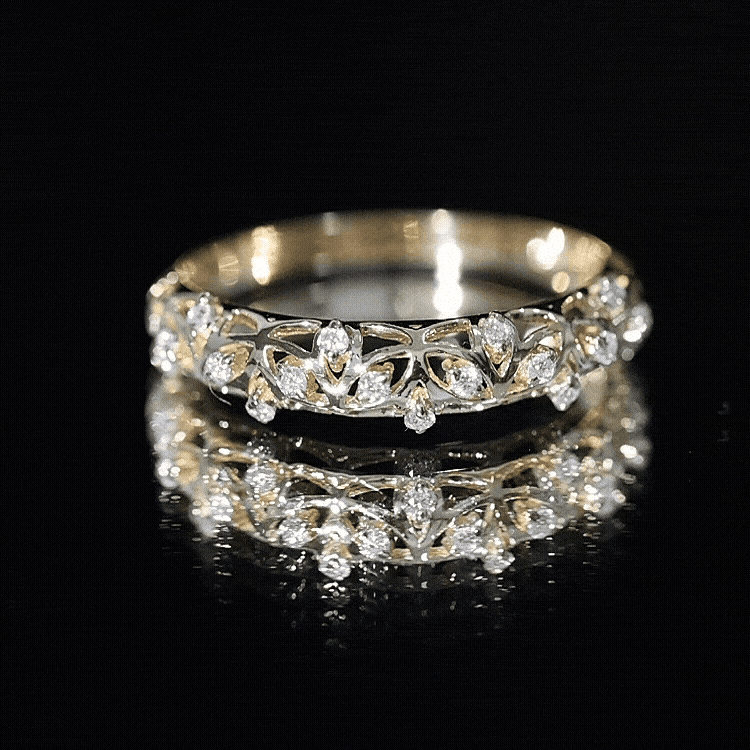 Certified Diamond Filigree Wedding Band for Women