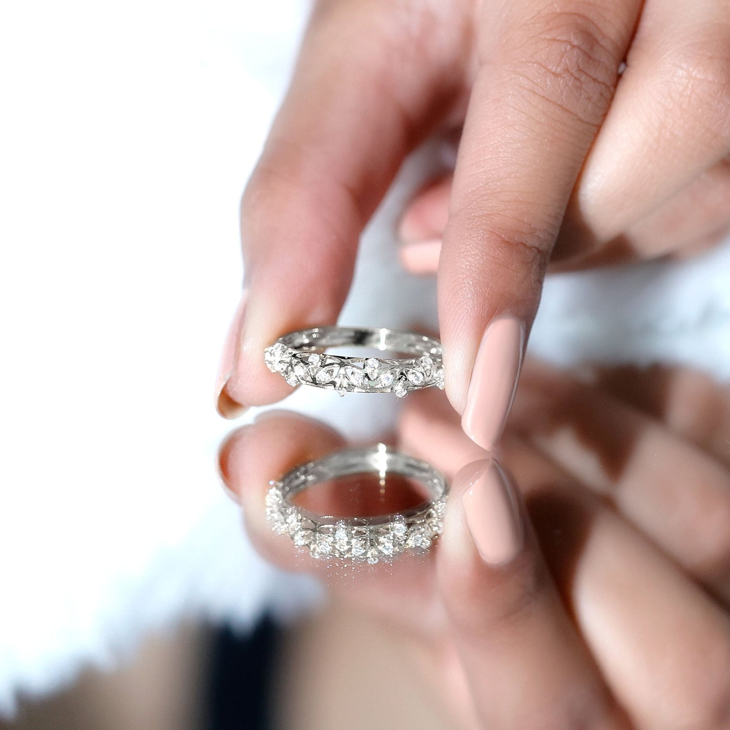 Certified Diamond Filigree Wedding Band for Women