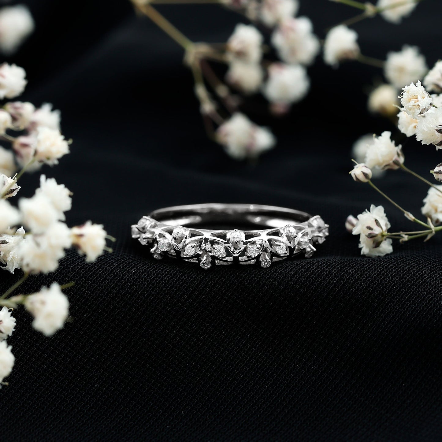 Certified Diamond Filigree Wedding Band for Women