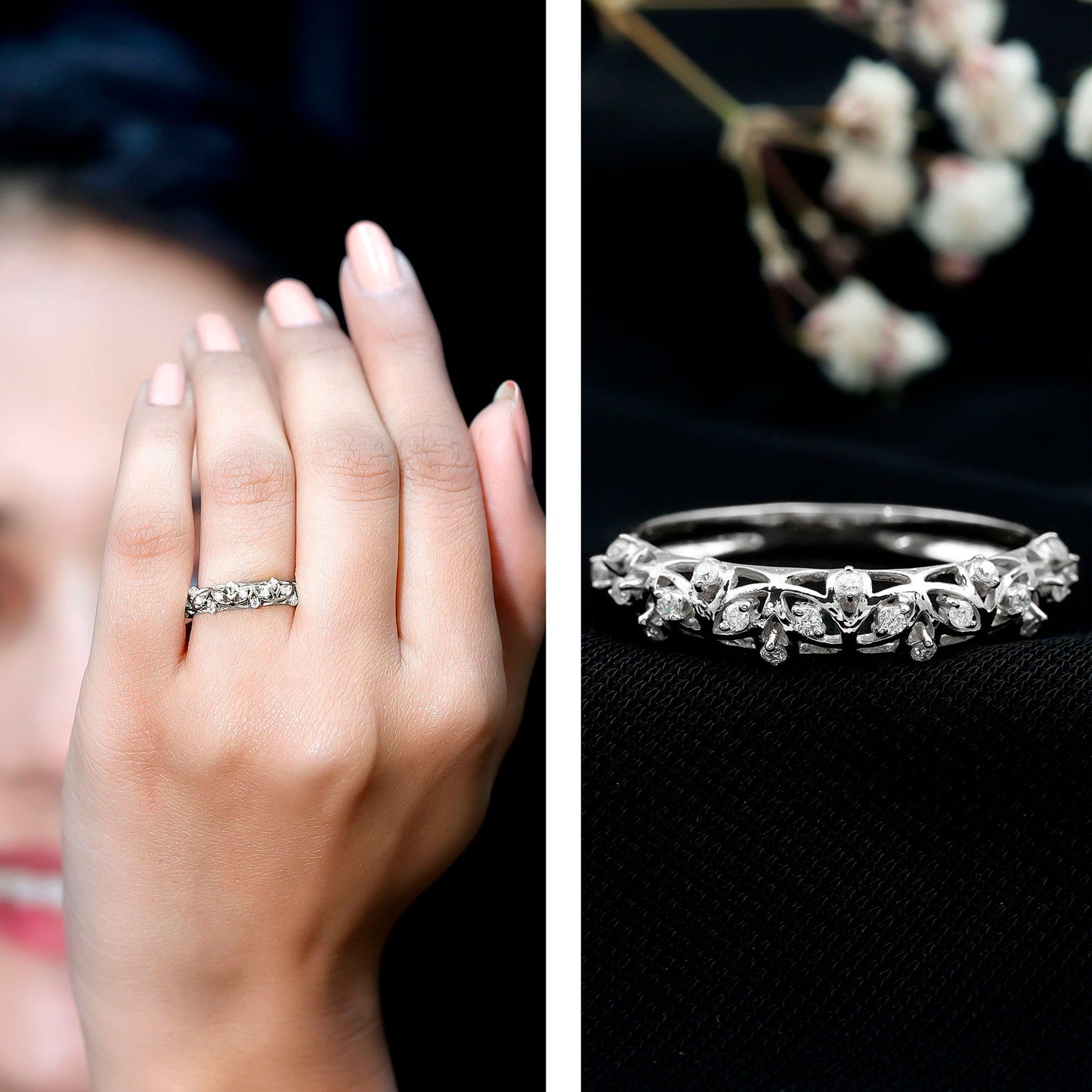 Certified Diamond Filigree Wedding Band for Women