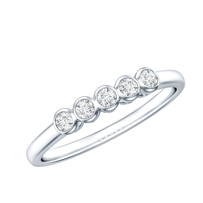 Bezel Set Natural Diamond Five Stone Promise Ring for Her