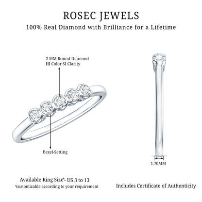 Bezel Set Natural Diamond Five Stone Promise Ring for Her