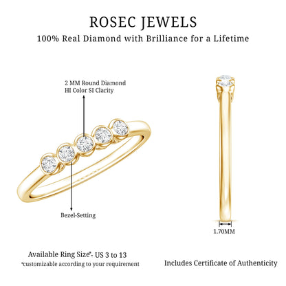 Bezel Set Natural Diamond Five Stone Promise Ring for Her