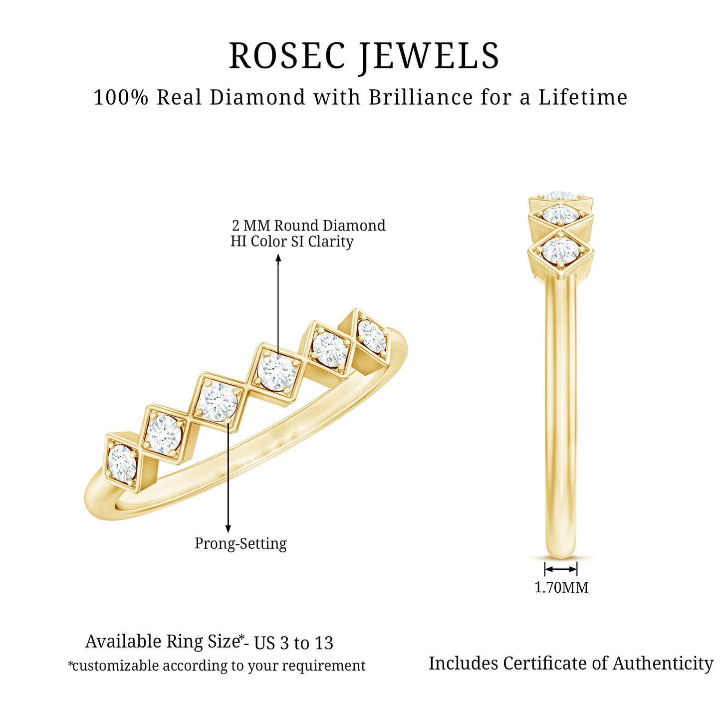 Minimal Diamond Geometric Half Eternity Ring