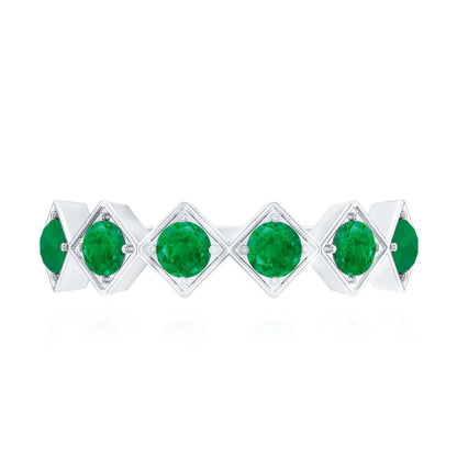 Geometric Emerald Half Eternity Ring for Women