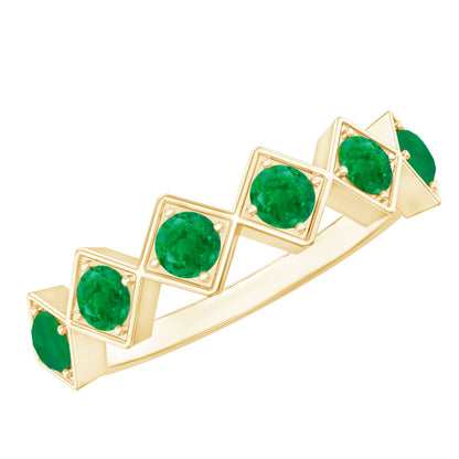 Geometric Emerald Half Eternity Ring for Women