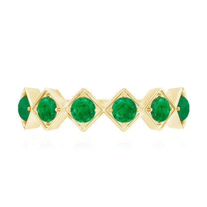 Geometric Emerald Half Eternity Ring for Women