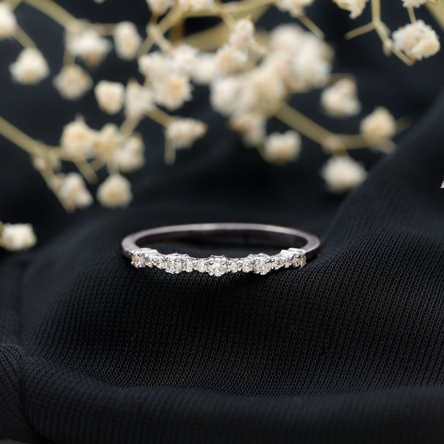 Certified Diamond Half Eternity Stackable Ring