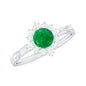 0.4 Carat Round Shape Emerald Promise Ring with Diamond Halo